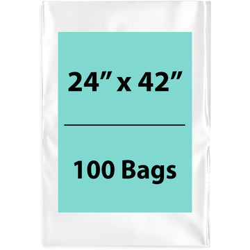 Clear Poly Bags 2 Mil size: 24 inch (width) X 42 inch (Height) Pack of 100 Bags